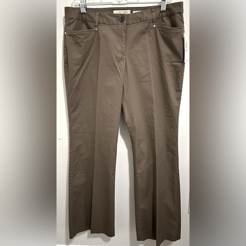 🤎 NWT Michael Kors Petite Gramercy Fit Trouser Pants Size 10 Petite